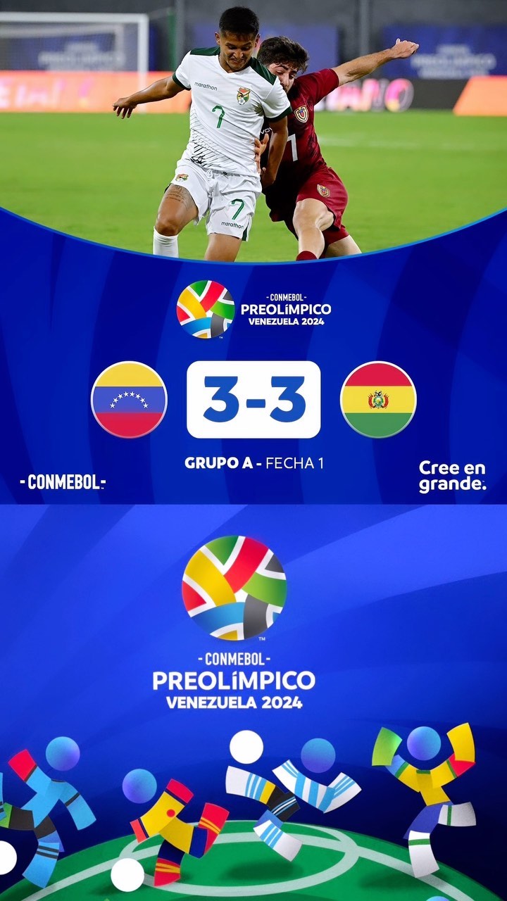 Venezuela empata 3-3 vs Bolivia en un histórico preolímpico